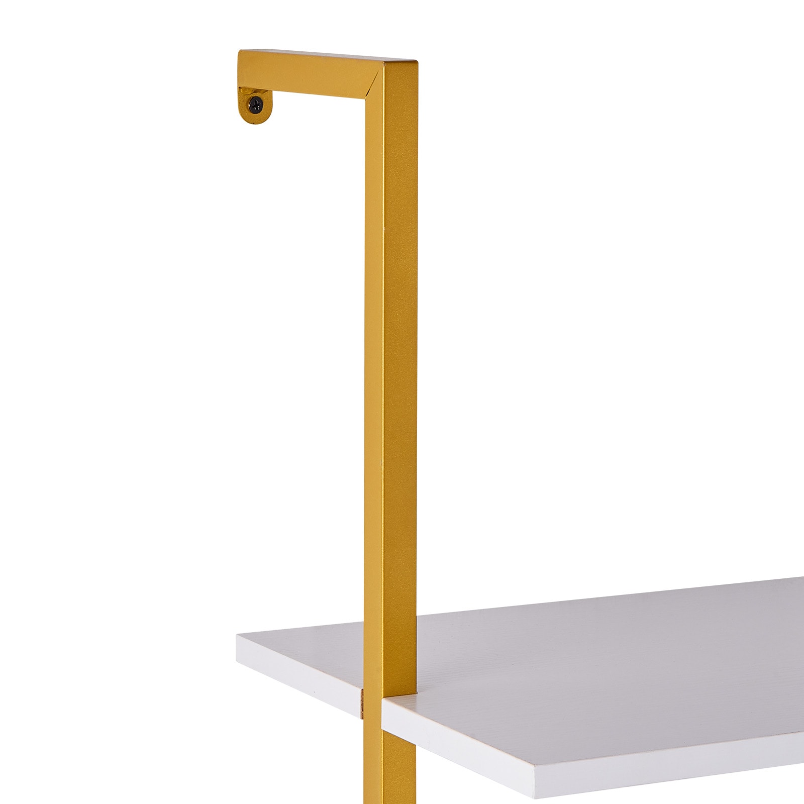 Industrial Square Pipe Shelf 5 Tier 24x11.8in Wall-Mount Gold White_voghion.com